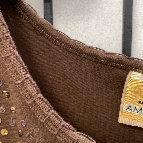 Cindy Ambuehl Sequenced, Beaded brown T-shirt.SZ 1X - Picture 5 of 6